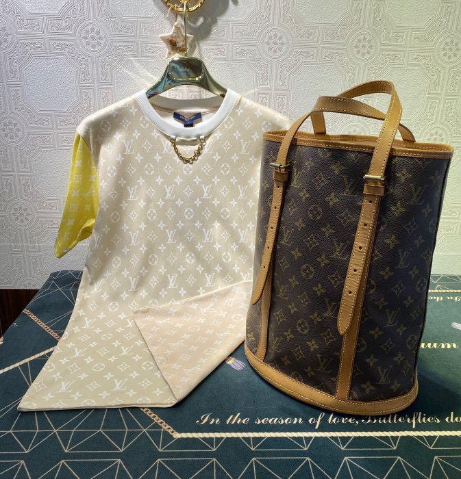 【NA She.歐美精品進口服飾名品】LV 原花老花大款直式水桶包子母包圓桶包直桶包手提包肩背包奶粉包媽媽包購物包牛奶包 Bucket 27 GM M42236