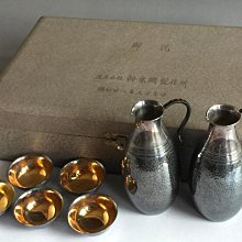 純銀　盃 日本銀工藝昭和期紀念純銀德利酒器一組七件溫酒壺酒杯266公克原