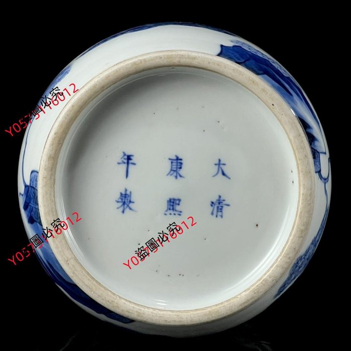 可議價清康熙青花人物故事棒槌瓶。高36*13。DJ91@@@6814594古玩收藏