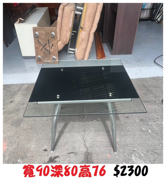 文鼎二手家具 玻璃餐桌 寬90深80高76 玻璃餐桌 二手餐桌 原木餐桌 餐廳餐桌 木餐桌 套房餐桌