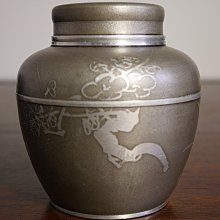 慶鐘堂造 錫製 草花文 茶心壺A080019 儲茶之皿慶鐘堂造古錫茶罐/茶入/茶葉罐(高8.6cm) | Yahoo拍賣