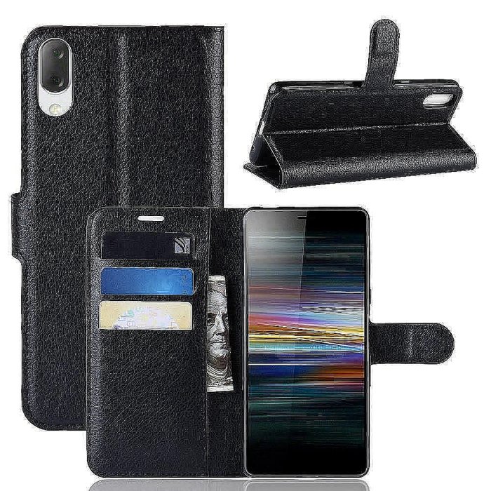 現貨XZ3 Xperia III L1 錢包帶卡槽 L3 Xperia 荔枝皮手機殼適用於索尼 1 10 II 索尼 Ace優品3C數碼