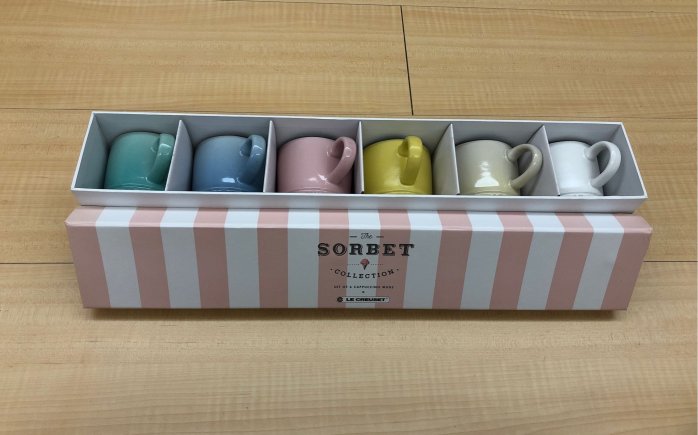 Le Creuset 瓷器 雪酪系列 英式卡布奇諾杯組（海岸藍/薄荷綠/雪紡粉/愛麗絲黃/沙丘白/棉花白）～