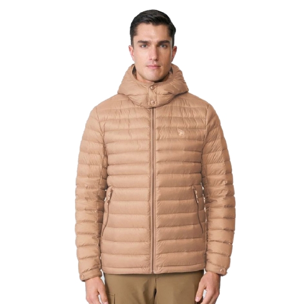 【Wildland 荒野 男 700FP可拆帽三層羽絨外套《沙色》】0B12102/輕羽絨夾克/機能外套