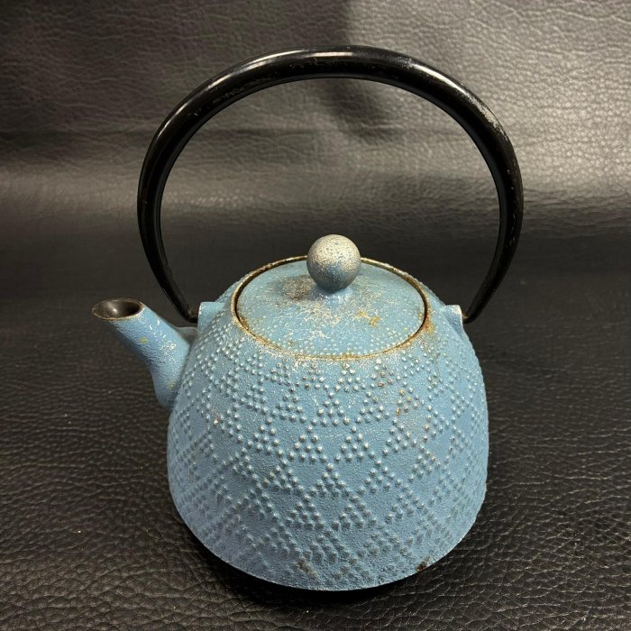 藏舊尋寶屋】老日本京都北山經典的淺藍色南部鐵茶壺鐵壺茶道具*不會