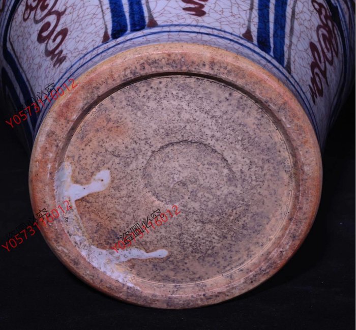 元青花釉里紅魚藻紋開片梅瓶，高43×25厘米40012332 | Yahoo拍賣