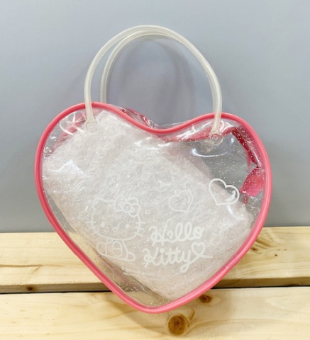 【震撼精品百貨】Hello Kitty 凱蒂貓~Sanrio HELLO KITTY防水圓筒收納包/透明手提包-心型#93256