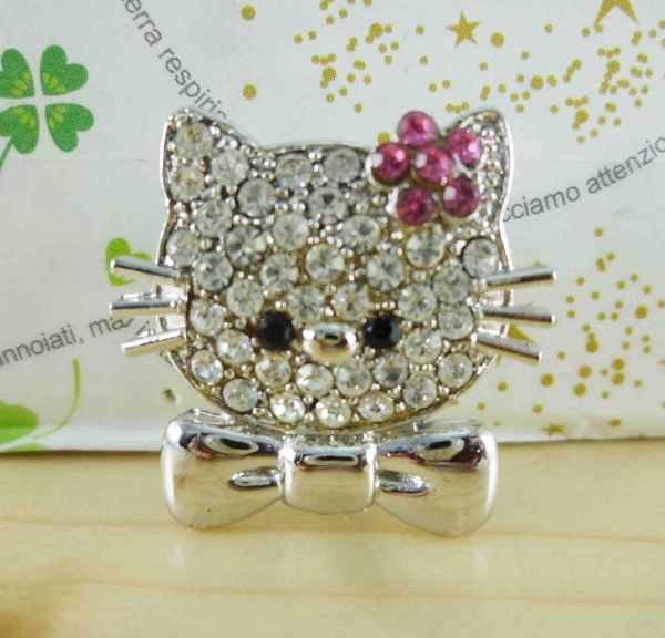 【震撼精品百貨】Hello Kitty 凱蒂貓~KITTY造型別針-大頭造型-鑲鑽