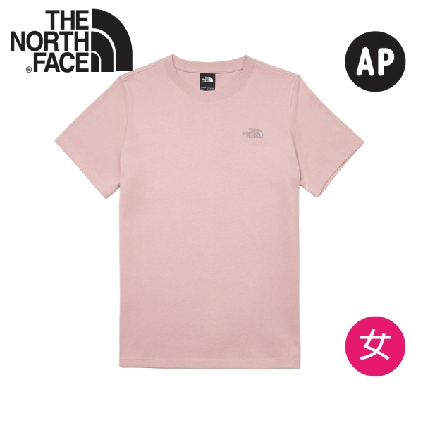 【The North Face 女 刺繡小logo短袖棉T《金屬粉》】8GWF/棉T/登山/短袖棉T