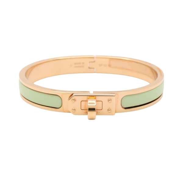 HERMES 愛馬仕 Mini Clic Kelly 手環 綠色琺瑯 金色鍍金 H200004F 【二手名牌BRAND OFF】