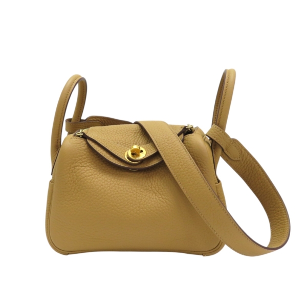 HERMES 愛馬仕 Mini Lindy 琳蒂包 肩背包 餅乾色 Clemence 牛革 B刻 金扣 【二手名牌BRAND OFF】