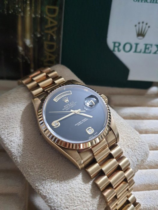 ROLEX 勞力士 18238 DAY-DATE  盒單齊全 原裝黑瑪瑙 ONXY