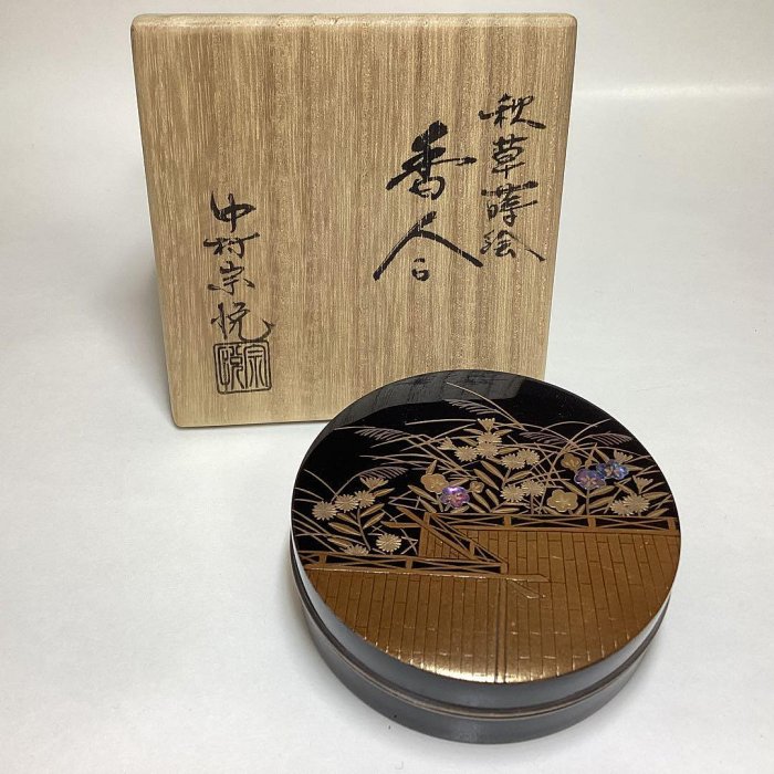 宗悅香盒螺鈿香盒秋草蒔繪木盒裝| Yahoo拍賣