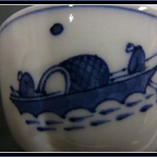 鐘　竹泉　木米　倣　　陶器　釣鐘 煎茶道具　染付 勇福堂》】日本茶道具－五代三浦竹泉造【京燒染付夜半鐘聲圖煎茶碗6客