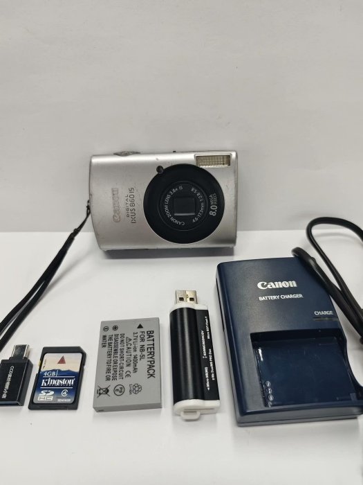 Canon IXUS 860IS 配件齊全 相機正常 出色成色 屏幕小瑕疵 新電池內存卡 華為轉接頭 相機繩 IXUS 860IS 相機 電池 印刷機