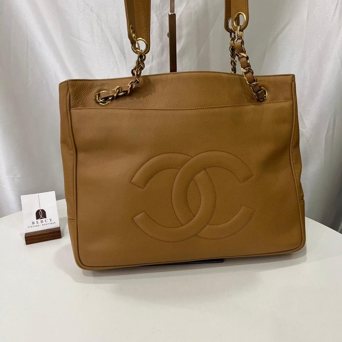 【蕊REBUY】CHANEL 2開 奶茶荔枝金鍊托特包