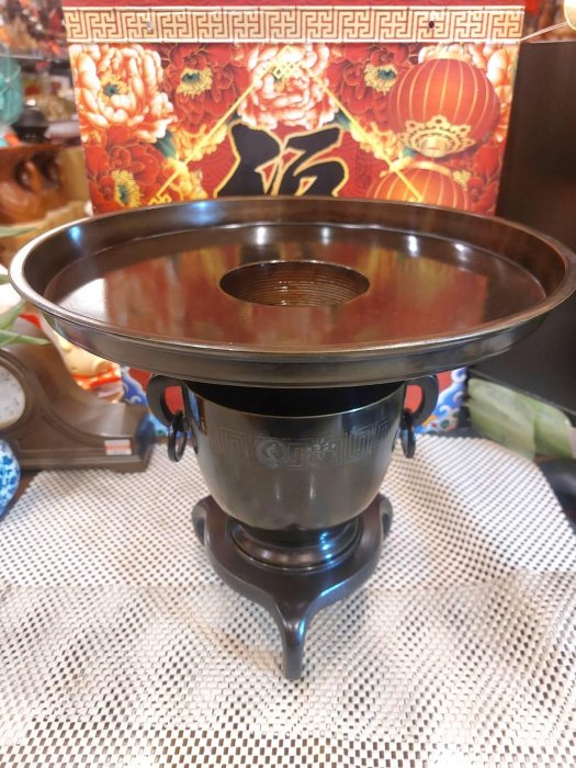 大瑞古玩~委託品~老日本老古董老件銅錯銀水仙盆/銅水仙盆鑄銅薄端/水仙