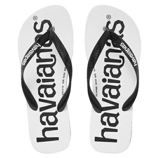 havaianas 哈瓦士 巴西人字拖 男款/女款/中性款 Logomania II 白底黑字(有大尺寸)【南風百貨】