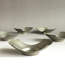 煎茶道具　古錫　乾茂號造・龍文堂造　茶托　二種十客　V　5407 乾茂號造古錫茶托5枚, 興趣及遊戲, 收藏品及紀念品, 古董收藏