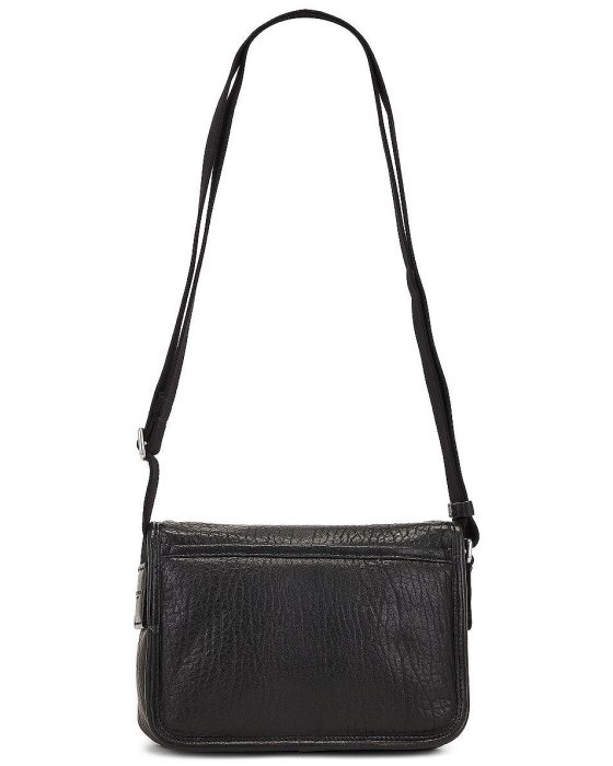 【YSL】SAINT LAURENT 專櫃經典款 NIKI系列銀色金屬LOGO粒面小羊皮翻蓋肩/斜背包郵差包 斜背包 (小款)