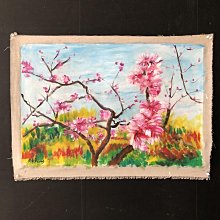 油畫106【周春芽】桃花，純手繪油畫，尺寸x70cm左右| Yahoo拍賣