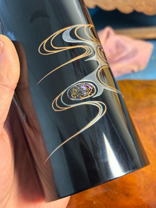 輪島塗大漆花瓶嚴選隆光螺鈿金蒔繪作品180克超薄工藝收藏級推薦老物件