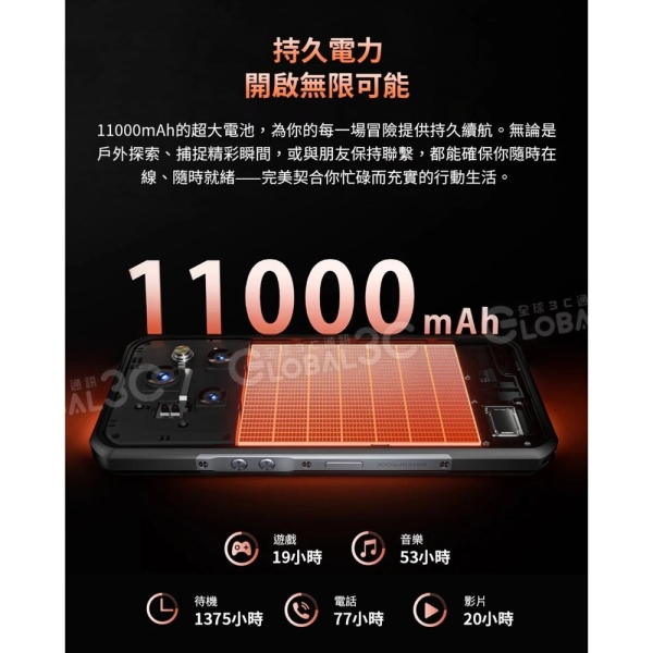 OUKITEL WP55 Pro 5G三防手機48+512GB 120Hz 夜視+微距11000毫安大電量