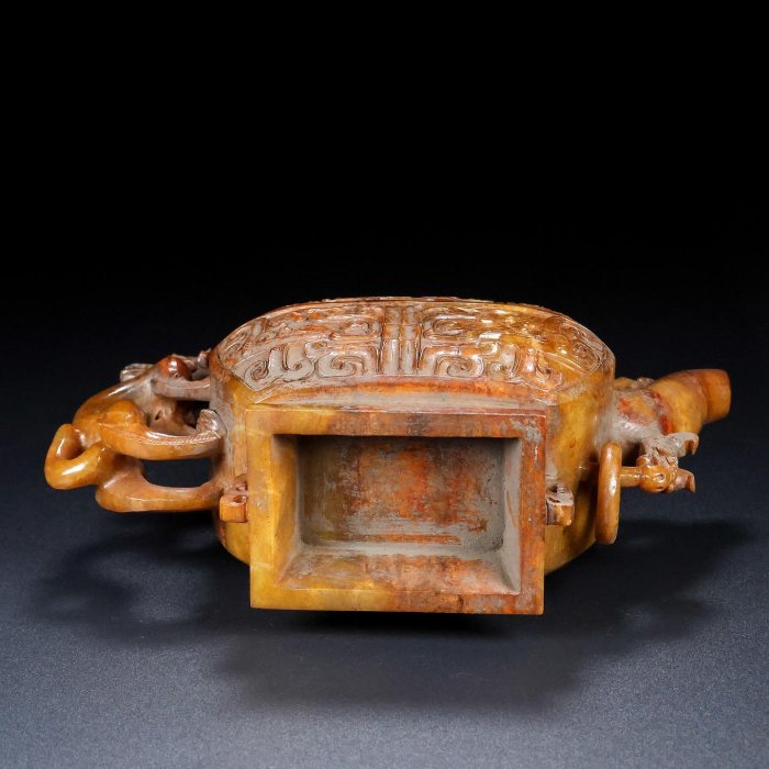18855 和田玉舊藏迴流精品酒壺玉質剛性細膩油潤包漿醇厚沁色自然雕工