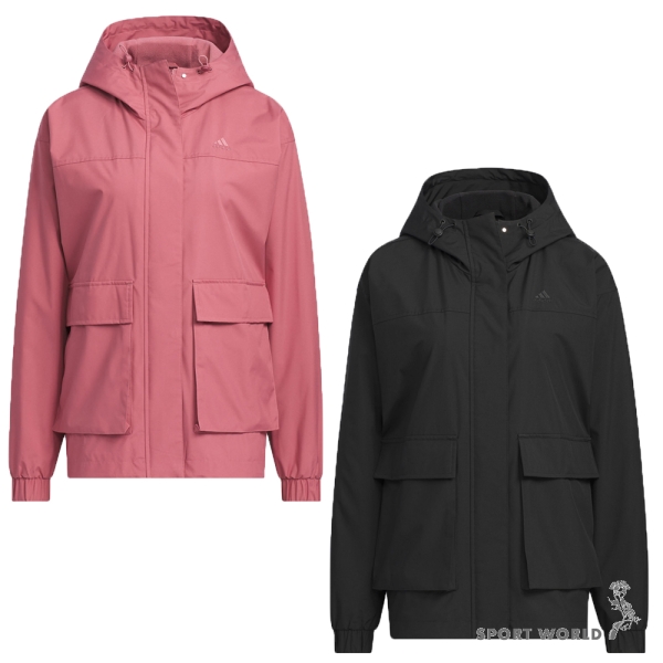 Adidas 連帽外套 女裝 正面翻蓋口袋 寬鬆 玫紅/黑【運動世界】JG3811/JG3812