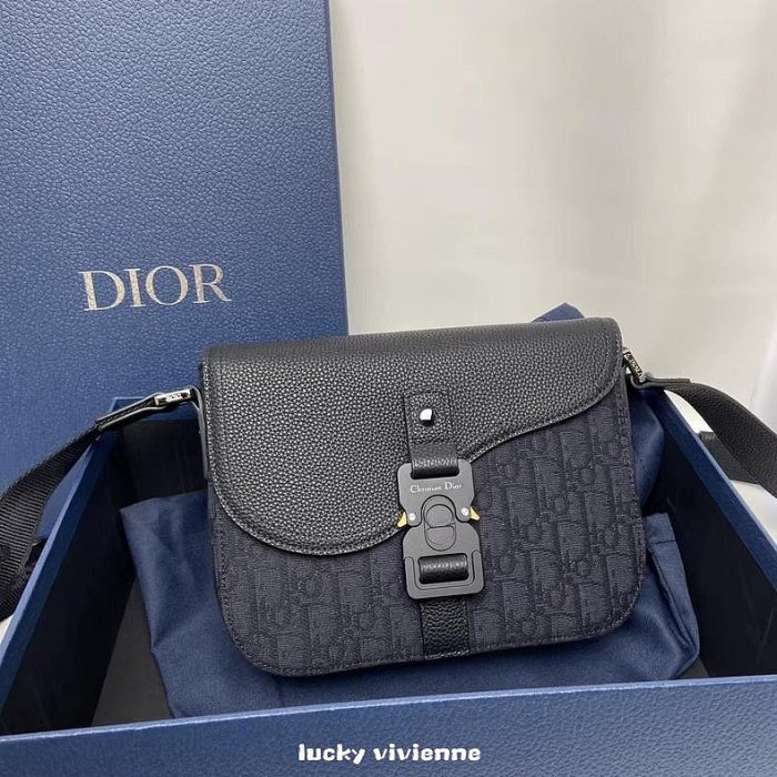 二手正品 DIOR 迪奧 Oblique印花 黑色 馬鞍包 信使包 肩背包 斜背包 男款 1ADPO049YKS