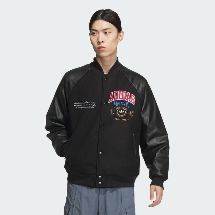 限時特價 南🔥2025 12月 ADIDAS VRCT 夾克外套 棒球外套 寬鬆 羊毛 學院風 男款 黑 JD5793