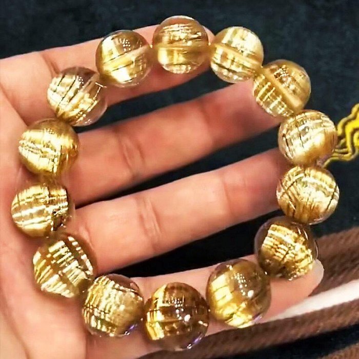 【新款】天然水晶鈦晶貔貅金髮晶發晶板吊男黃髮銀鈦黑髮絲手鍊女手串