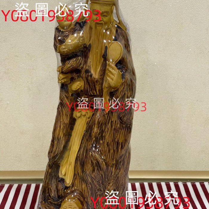 黄楊木 木彫り  純手作り.福禄寿 Q版O 黃楊木雕《福祿壽》星擺件。整木雕刻，嫻熟細膩，人物刻畫生動形象，唯