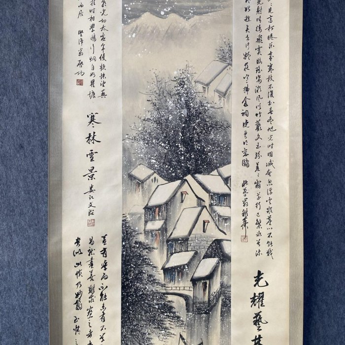 TD009 畫家：吳冠中四尺中堂畫山水畫手繪畫畫工精細。材質：宣紙2 加