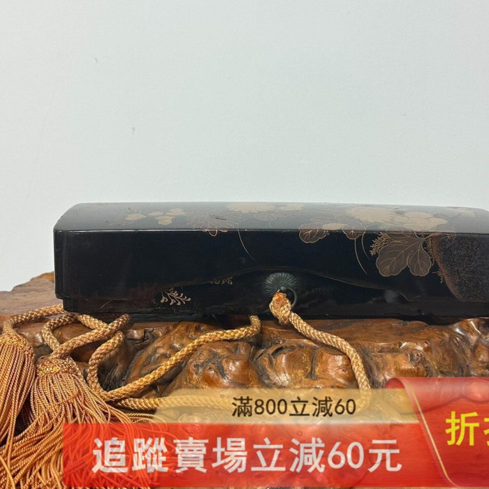 日本中古木胎大漆金蒔繪文房盒，文箱帶扣長文箱，收納盒書狀箱，置物盒