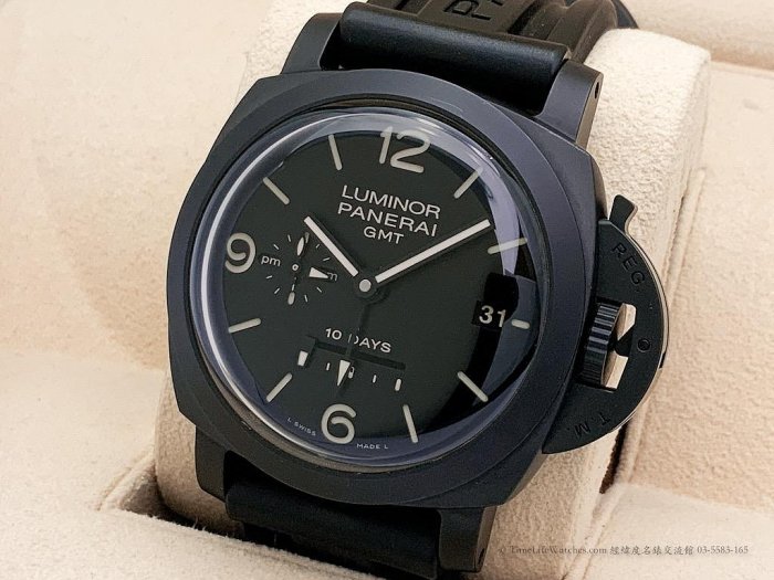 經緯度名錶】PANERAI 沛納海LUMINOR 1950 PAM335 啞光黑色陶瓷10日鍊