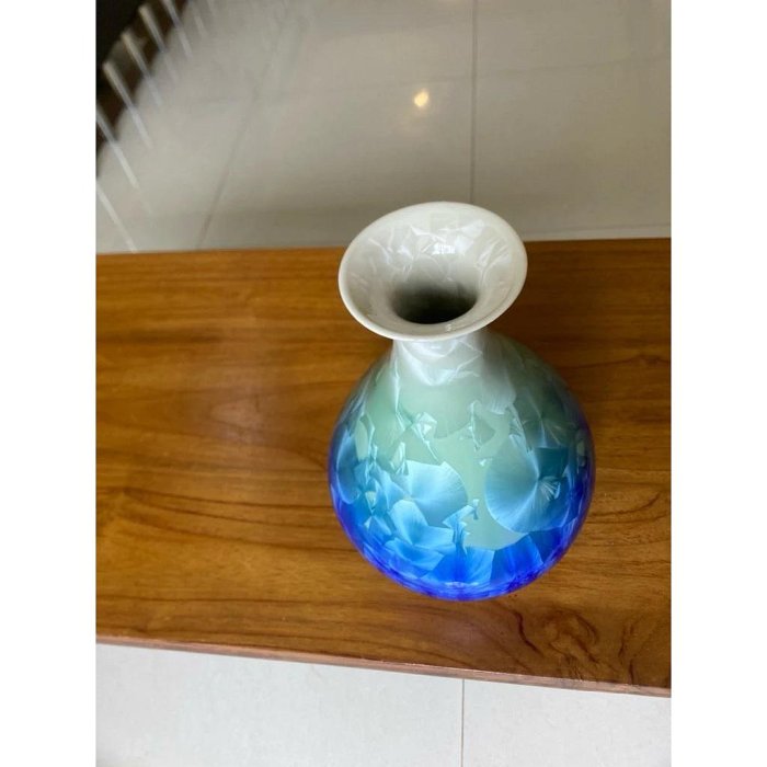 【特大・希少】青松窯 結晶釉 飾り壺 花瓶 万華鏡グラデーション 高さ35cm 結晶釉青松窯藝術花瓶| Yahoo拍賣