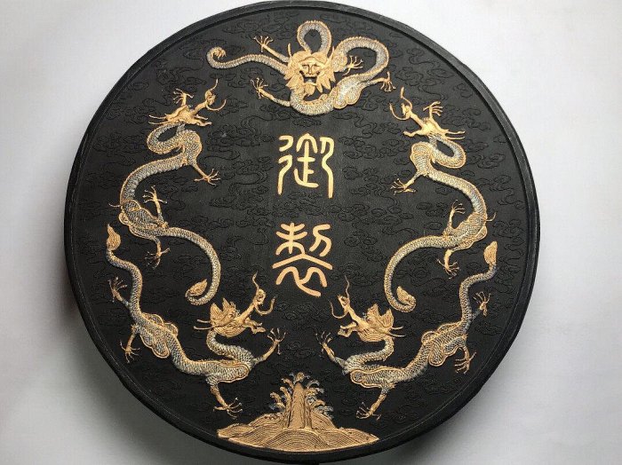 嚴選五龍圖經典古墨】真金描繪工藝精細，適合收藏與使用五龍圖古墨工藝