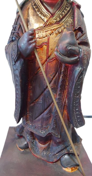 台灣古董神像，法海禪師， 一呎三，牛樟木雕，約40年老件，福州派風格