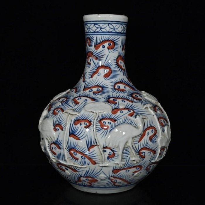 元代白滸孤窯青花留白天球（29.5×20.5cm）300152609古玩收藏擺件