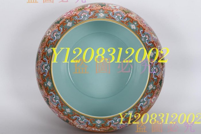 可議價！清乾隆，琺瑯彩描金雙龍戲珠紋圈口洗，高36厘米，口徑瓷器老瓷