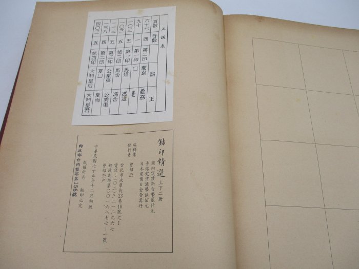 胡思二手書店**曾紹杰編譯《鈢印精選》上下冊合售民國75年12月