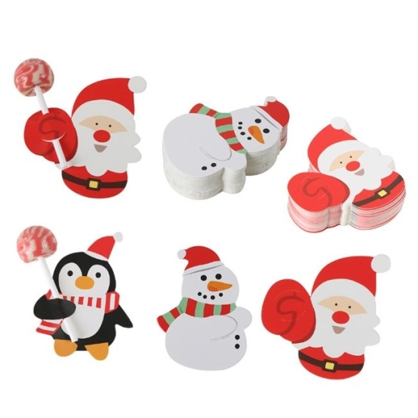聖誕節棒棒糖紙卡 聖誕老人 企鵝 雪人圖案裝飾紙卡 DIY裝飾卡片紙卡