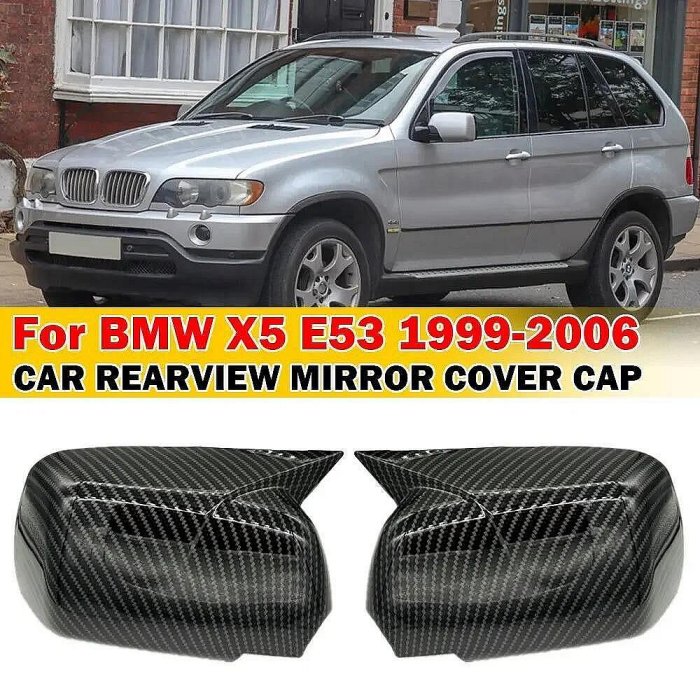 適用於 BMW X5 E53 1999-2006 汽車貼紙後視鏡後視鏡蓋翼蓋外門後視箱裝飾碳纖維外觀 ABS【百匯車品】