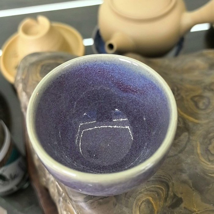日本仿鈞窯鈞瓷窯變紫釉茶杯杯子主人杯韓國陶藝家國展作者黃鐘九作品