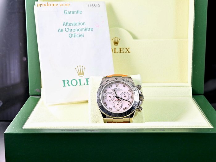 李白 Rolex Daytona YG 16518 少見白貝殼面．靚圈．摺扣S/N A．肥殻