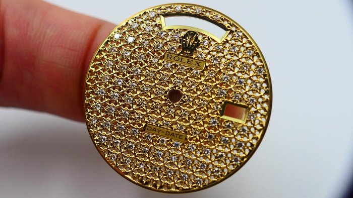 【單售面盤】蜂巢滿天星!ROLEX勞力士原裝整片18K K金面盤!