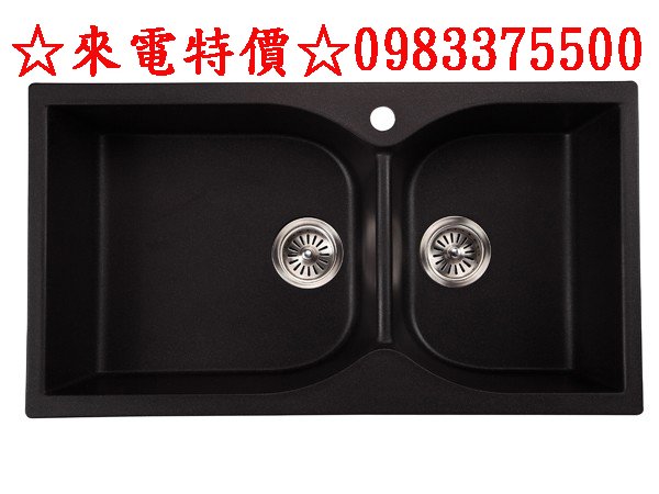 0983375500☆來電特價☆ENZIK韓國花崗巖水槽- EKD-880 金屬黑花崗巖造型雙槽(耐高溫 易清潔維護)