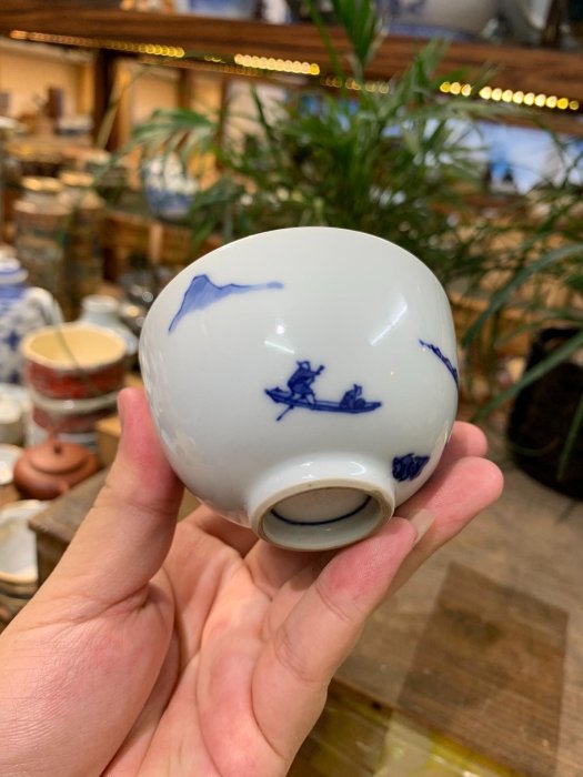 平安竹泉造盃 二代三浦竹泉平安竹泉作山水人物青花杯| Yahoo拍賣