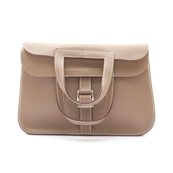 HERMES 愛馬仕 Halzan 31 兩用包 大象灰 Clemence牛皮 D刻 銀釦 【二手名牌BRAND OFF】